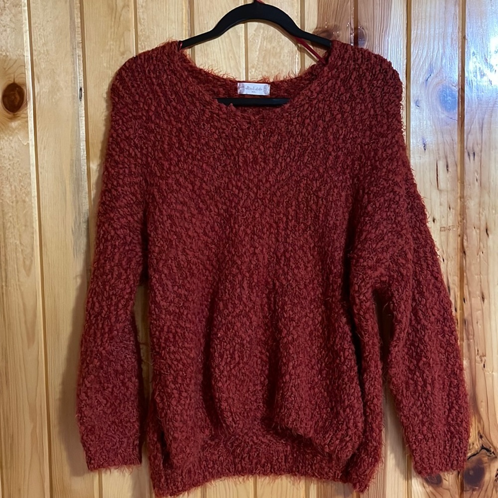 Altar’d State Women’s Lovely Lash Pullover Burn Orange Sweater